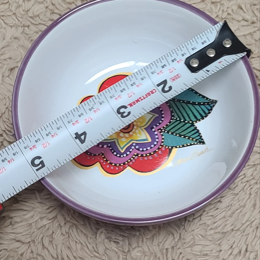 Laurel Burch Colorful Carlotta Cat Ceramic Design Bowl - Picture 3 of 7